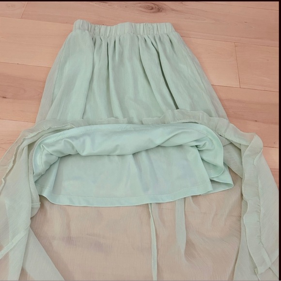 High Low Mint Green Ruffle Skirt Size Juniors M - Picture 7 of 10